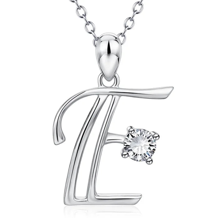 26 Letters alphabet Pendant Necklace 925 sterling Silver Handwritten Zircon Pendants Long Chain For Women Wedding Jewelry Gift