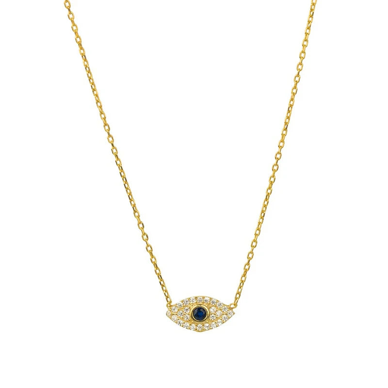 Aide 925 Sterling Silver Korean Fashion INS Evil Eye Diamond Pendant Necklace For Women Girls Gifts Party Fine Jewelry Collares