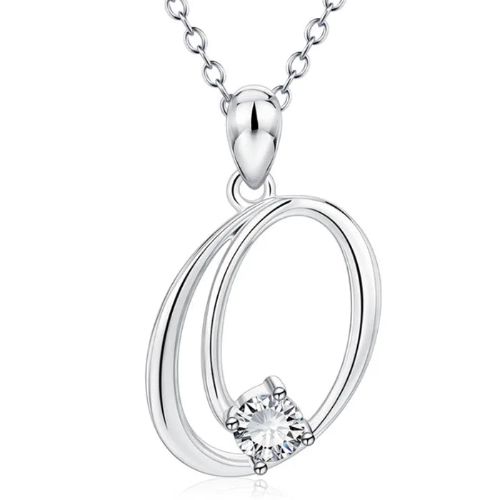 26 Letters alphabet Pendant Necklace 925 sterling Silver Handwritten Zircon Pendants Long Chain For Women Wedding Jewelry Gift