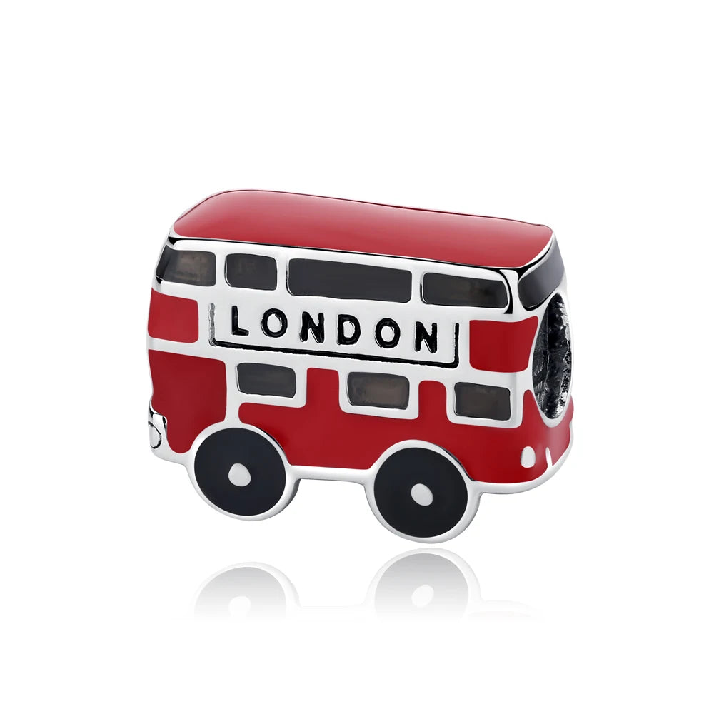 Original 925 Sterling Silver Charms Love Travel London Bus Paris Eiffel Tower Beads Fit Bracelets Necklaces Women DIY Jewelry