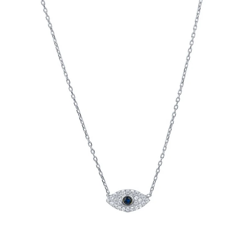Aide 925 Sterling Silver Korean Fashion INS Evil Eye Diamond Pendant Necklace For Women Girls Gifts Party Fine Jewelry Collares
