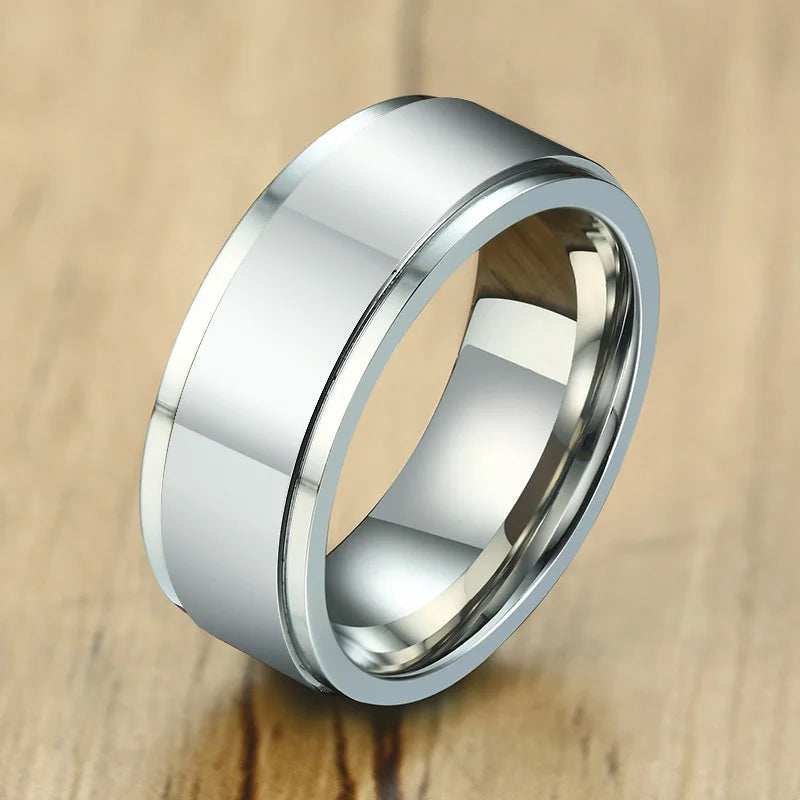 Vnox 6/8mm Spinner Ring for Men Stress Release Accessory Classic Stainless Steel Wedding Band Casual Viking Rune Sport Jewelry