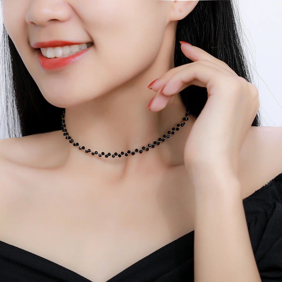 Lina Jw Natural Stone Necklace for Women Tourmaline/Fluorite/Amethyst Handwork Choker Jewelry Party/Wedding Design Luxury Gift
