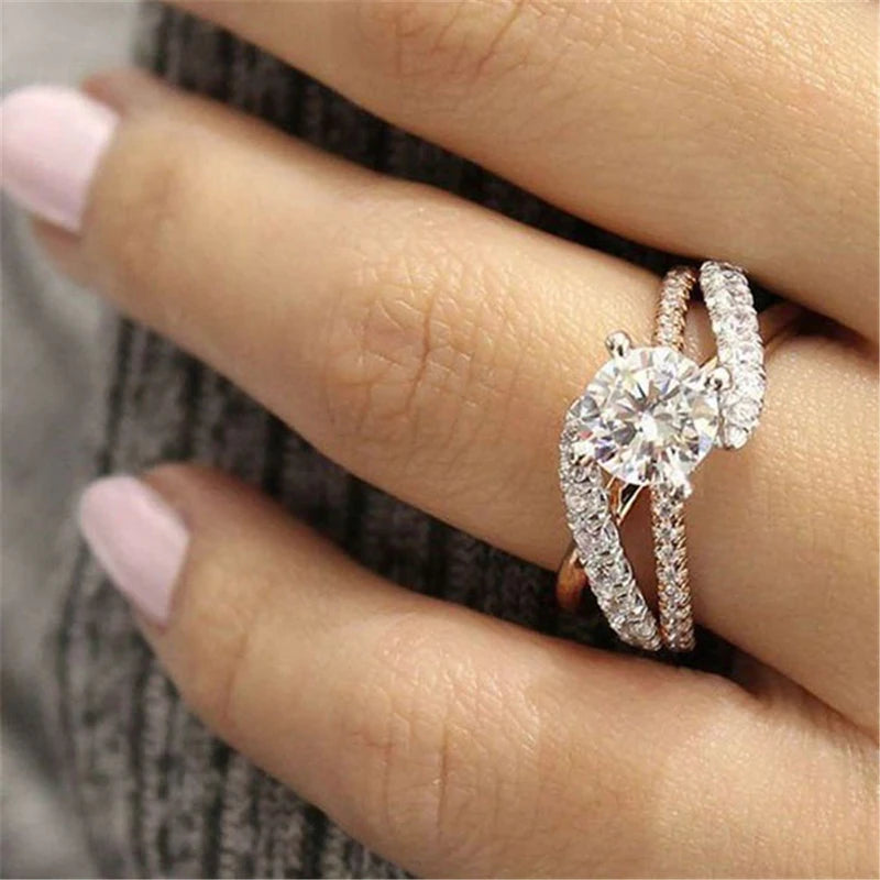 2026 Trendy Crystal Zircon Engagement Claws Design Rings For Women Female Wedding Jewelry Accessories Gift Fashion Women Rings