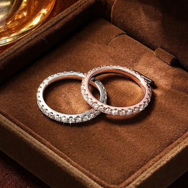 OXTAO Rose/Silver/Gold Color Moissanite Wedding Bands Ring  Anniversary Jewelry Gifts for Women Man 2mm D VVS1 Stackable Minimalist Finger Rings 14K Gold Filled