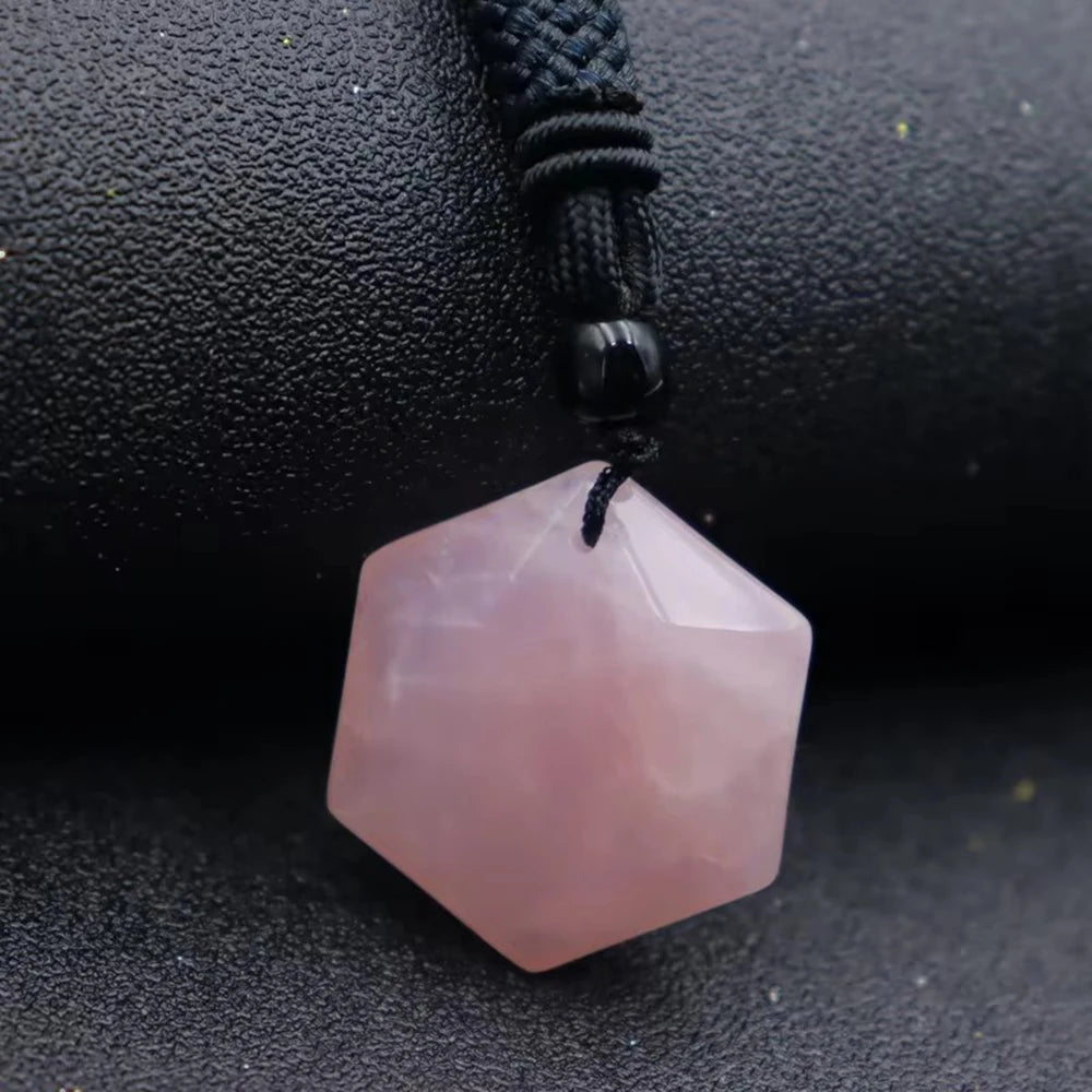1pcs Obsidian Hexagram Pendant Necklace Energy Stone Healing Amethyst Pendant Necklace for Men and Women Gemstone Jewelry
