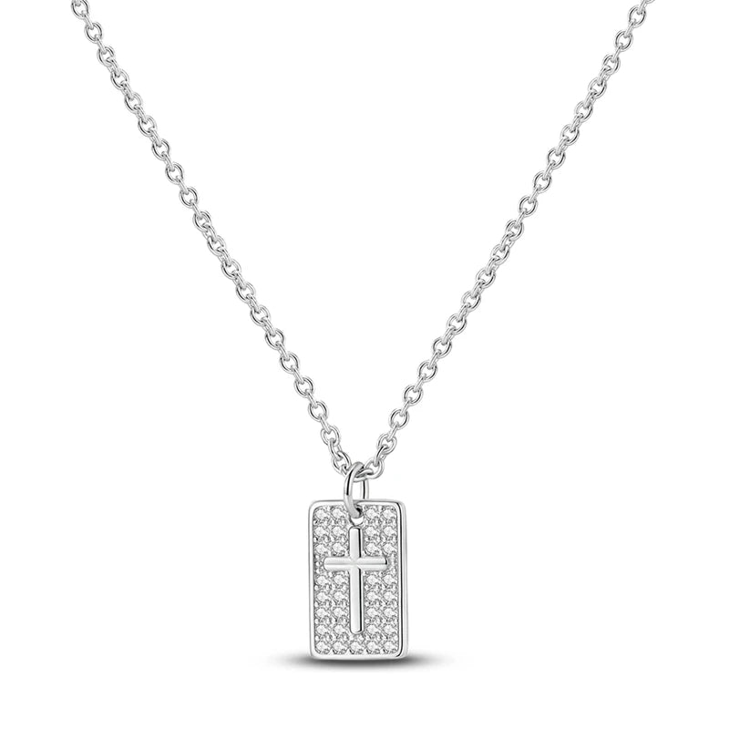 Simple and Elegant 925 Sterling Silver Seashell Teardrop Four-Leaf Clover Star Moon Bible Crystal Lock Necklace Precious Gifts