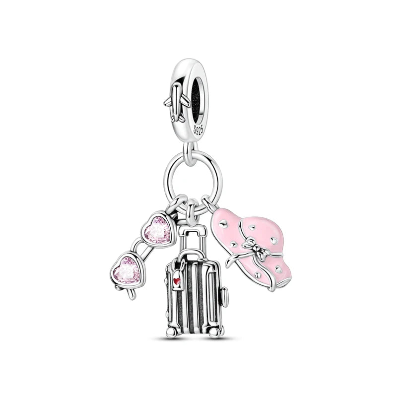 Original 925 Sterling Silver Charms Love Travel London Bus Paris Eiffel Tower Beads Fit Bracelets Necklaces Women DIY Jewelry