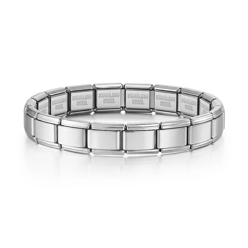 Italian Charm Link for Women Men 9mm Width Silver Gold Color Chain Stainless Steel Bracelet on Hand DIY Making Jewelry Wholesale
