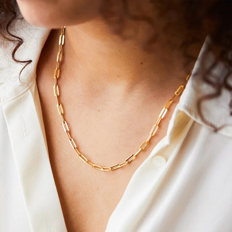 Andara Authentic 925 Sterling Silver Paper Clip Necklace With 18k Gold Plated Chain Necklace For Men And Women