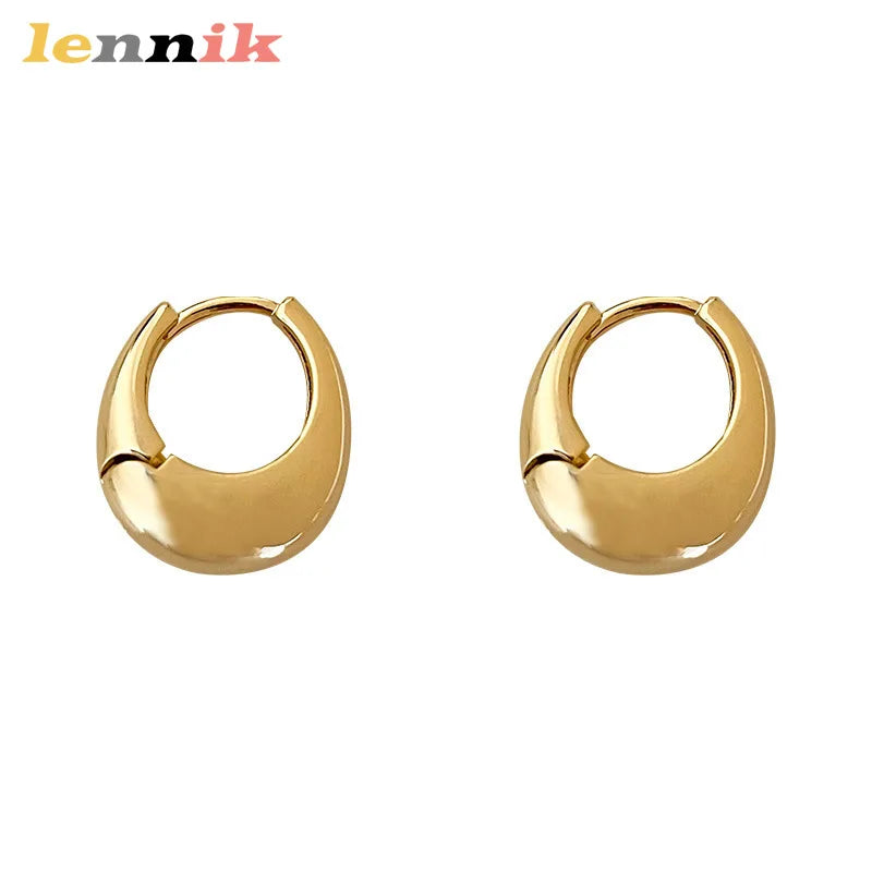 LENNIKOval Elegant Earrings, Women’s 3D Metal Design, Fit for Work/Casual Outfits, Flattering on All Faces, Perfect Gift Choice
