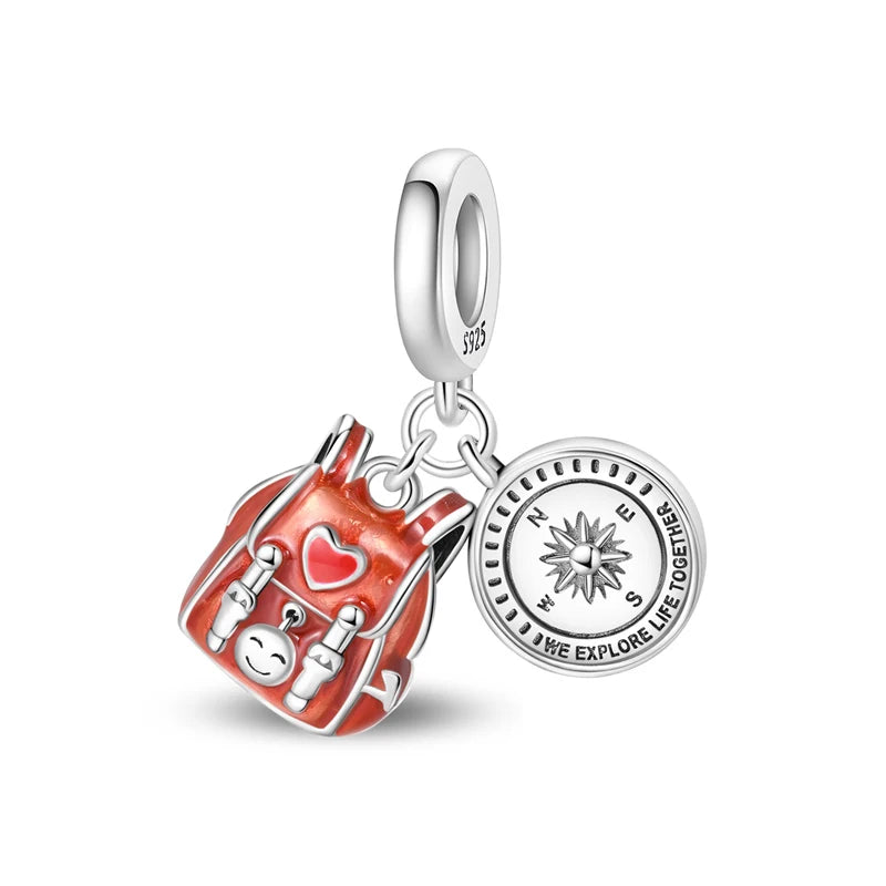 Original 925 Sterling Silver Charms Love Travel London Bus Paris Eiffel Tower Beads Fit Bracelets Necklaces Women DIY Jewelry