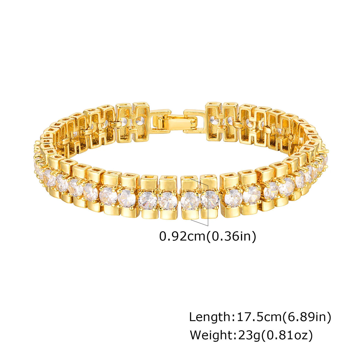 Paperclip Chain Bracelet 14K Gold Plated Cubic Zirconia Watch Strap Chunky Link Adjustable Stackable Jewelry For Women Girl Gift
