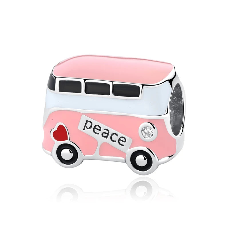 Original 925 Sterling Silver Charms Love Travel London Bus Paris Eiffel Tower Beads Fit Bracelets Necklaces Women DIY Jewelry