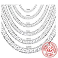 Wholesale 925 Sterling Silver Necklace 2-12mm Width 40-75cm Long Chain Lobster Clasp Men and Women Engagement Jewelry