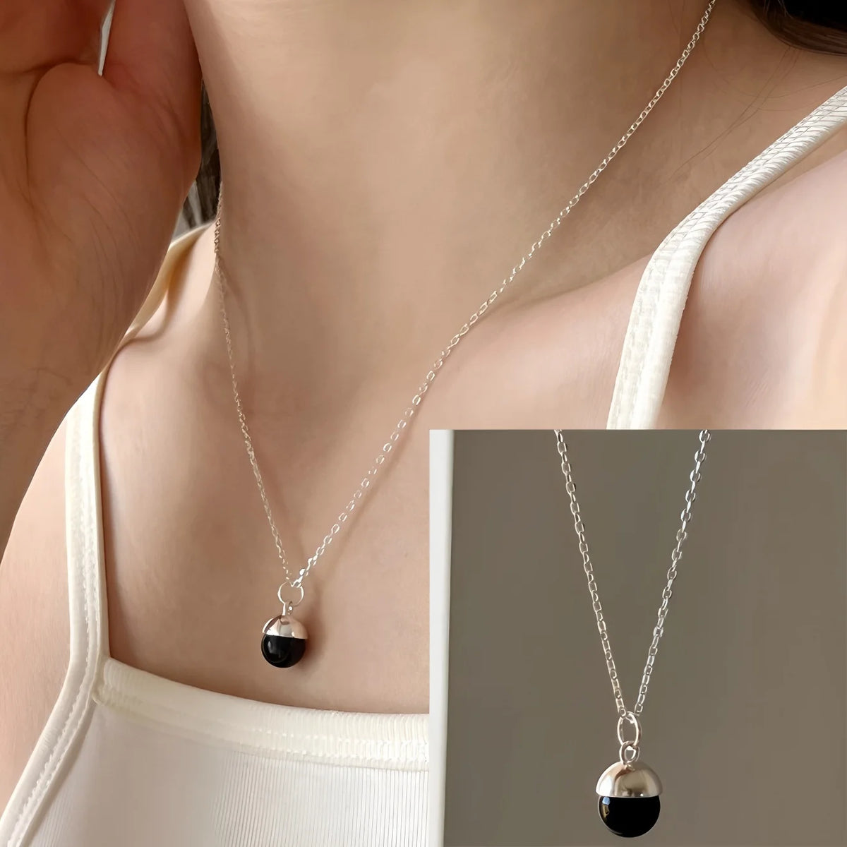 PANJBJ 925 Sterling Silver Line Necklace for Women Girl Fashion Concise  Individuality Jewelry Birthday Gift Dropshipping