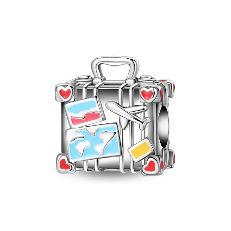 Original 925 Sterling Silver Charms Love Travel London Bus Paris Eiffel Tower Beads Fit Bracelets Necklaces Women DIY Jewelry