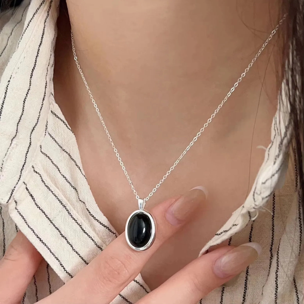 PANJBJ 925 Sterling Silver Line Necklace for Women Girl Fashion Concise  Individuality Jewelry Birthday Gift Dropshipping