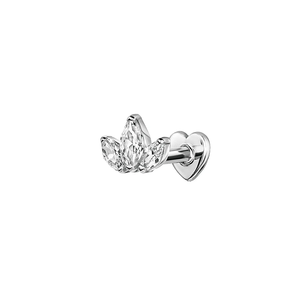 CANNER 1PC 925 Sterling Silver Crown Horse Eye Zircon Heart Flat Head Cartilage Piercing Stud Earring For Women Claasic Earring