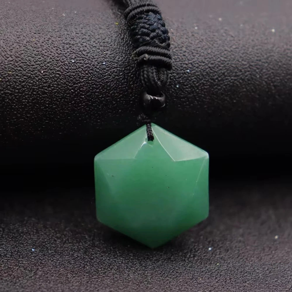 1pcs Obsidian Hexagram Pendant Necklace Energy Stone Healing Amethyst Pendant Necklace for Men and Women Gemstone Jewelry