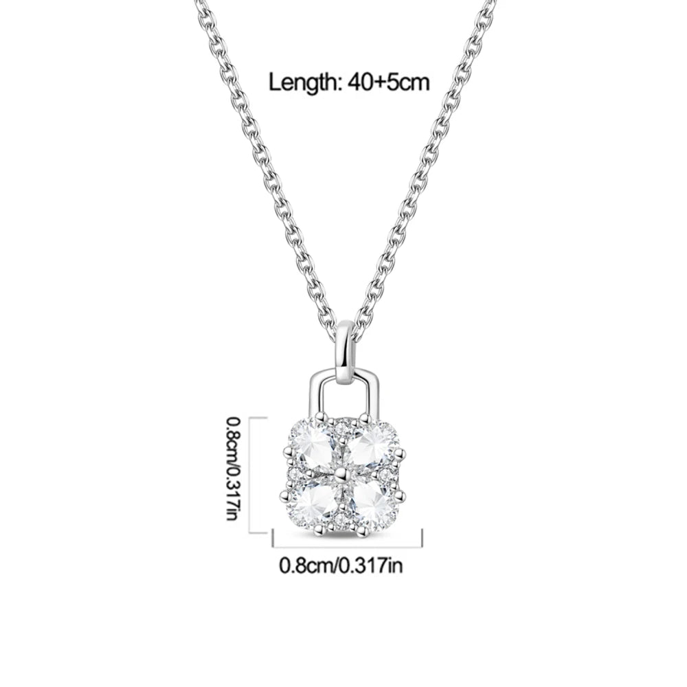 Simple and Elegant 925 Sterling Silver Seashell Teardrop Four-Leaf Clover Star Moon Bible Crystal Lock Necklace Precious Gifts