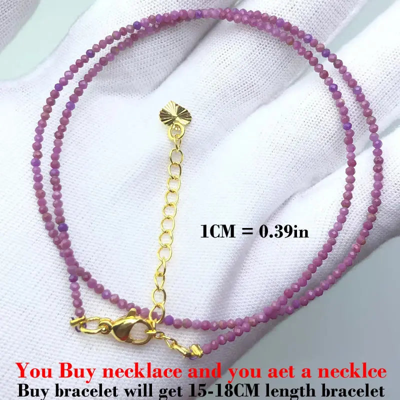 Simple Bohemian Natural Stone Cut the Shiny Beads Necklace Bracelet Set for Women Charms Fashion Female Party Gift Jewelry