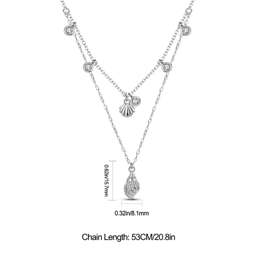 Simple and Elegant 925 Sterling Silver Seashell Teardrop Four-Leaf Clover Star Moon Bible Crystal Lock Necklace Precious Gifts