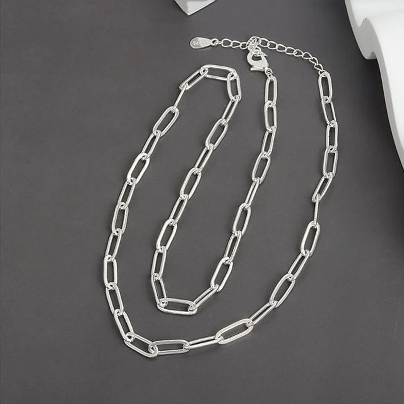 925 Sterling Silver Necklace Black Beads Square Irregular Punk Geometric for Women Girl Jewelry Gift Dropshipping Wholesale