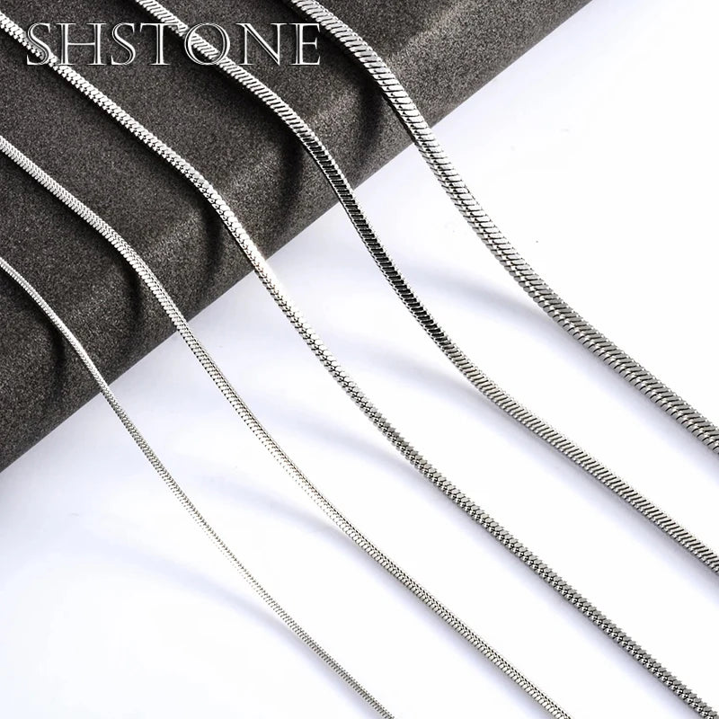 SHSTONE 1mm/2mm/3mm Women Snake Chain Men 925 Sterling Silver 40-75cm Necklaces Fashion Choker Jewelry Classics Neck Necklace