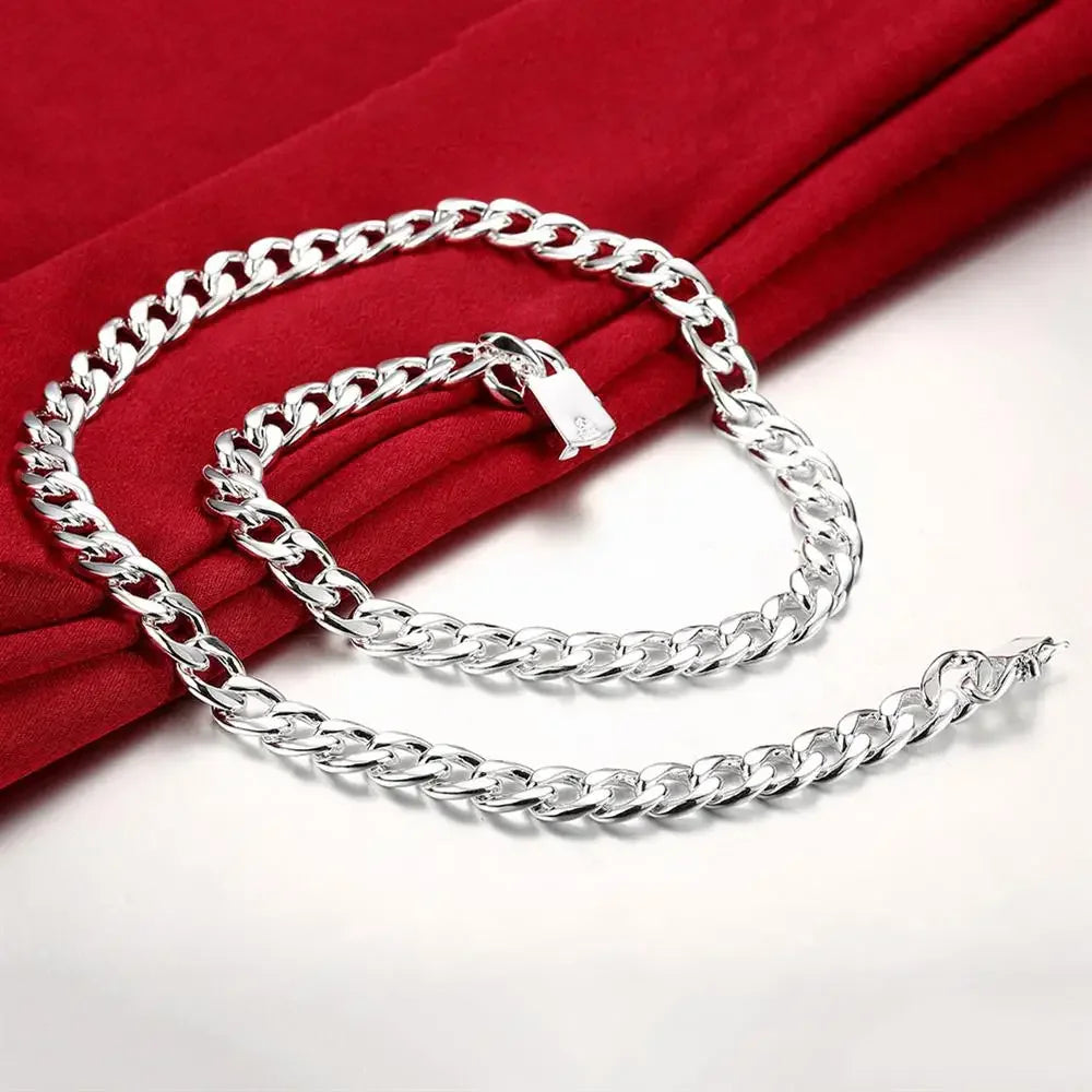 Fashion brand 925 Sterling Silver Necklace classic Jewelry personality 10MM solid men's necklace 20-24 inches Christmas gifts