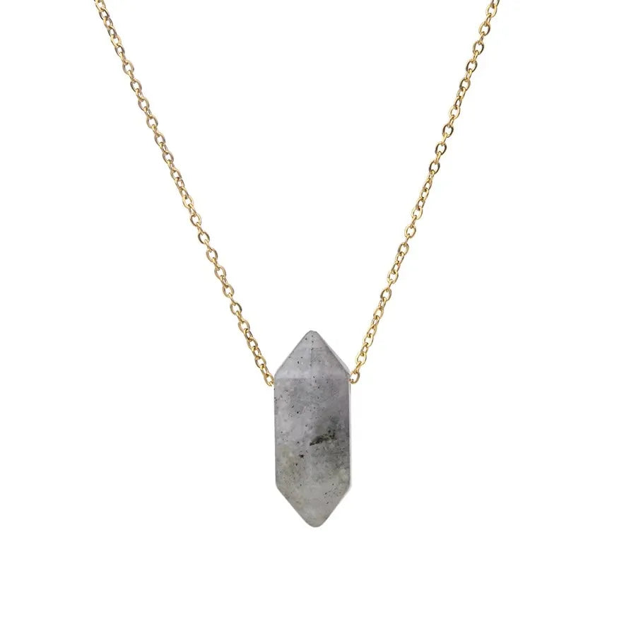 Natural Crystal Stone Rose Quartz amethyst citrine agate bullet Pendant Necklace Stainless Steel gold Chain Gemstone Jewelry