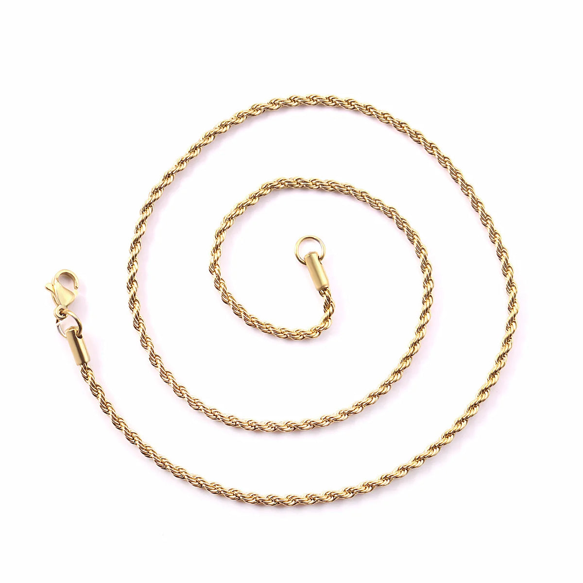 Classic Dainty Gold Color Rope Chain Necklaces for Women Men Chic Twisted Collar Waterproof Stainless Steel Link 2/3/4mm Width