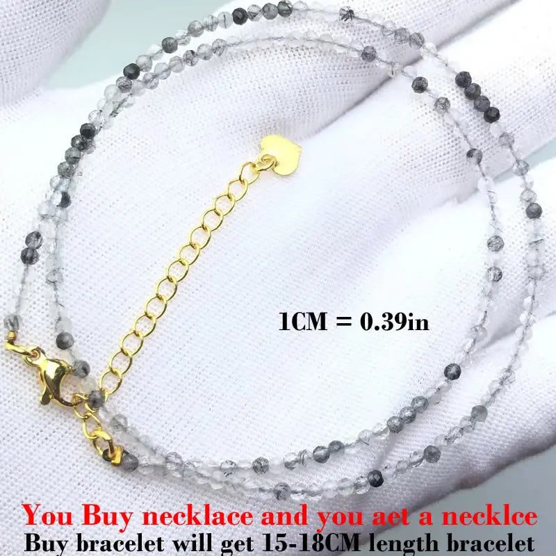 Simple Bohemian Natural Stone Cut the Shiny Beads Necklace Bracelet Set for Women Charms Fashion Female Party Gift Jewelry
