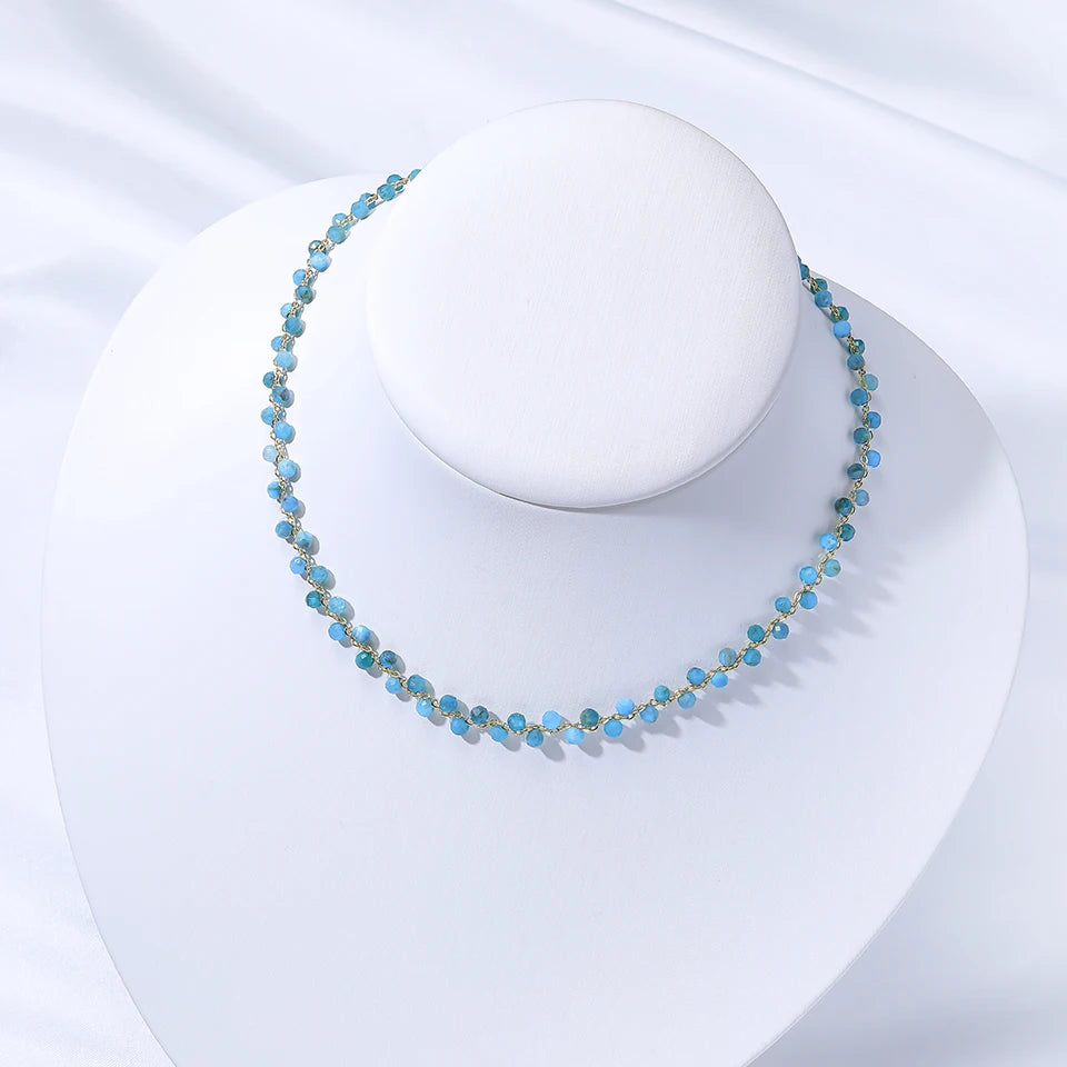 Lina Jw Natural Stone Necklace for Women Tourmaline/Fluorite/Amethyst Handwork Choker Jewelry Party/Wedding Design Luxury Gift