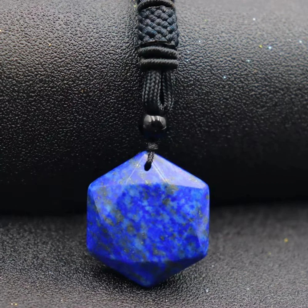 1pcs Obsidian Hexagram Pendant Necklace Energy Stone Healing Amethyst Pendant Necklace for Men and Women Gemstone Jewelry