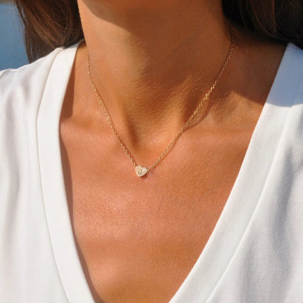 EMANCO Initial Name Heart Shape Pendant for Necklaces Stainless Steel Necklace for Women Bracelet Make Earrings Jewelry