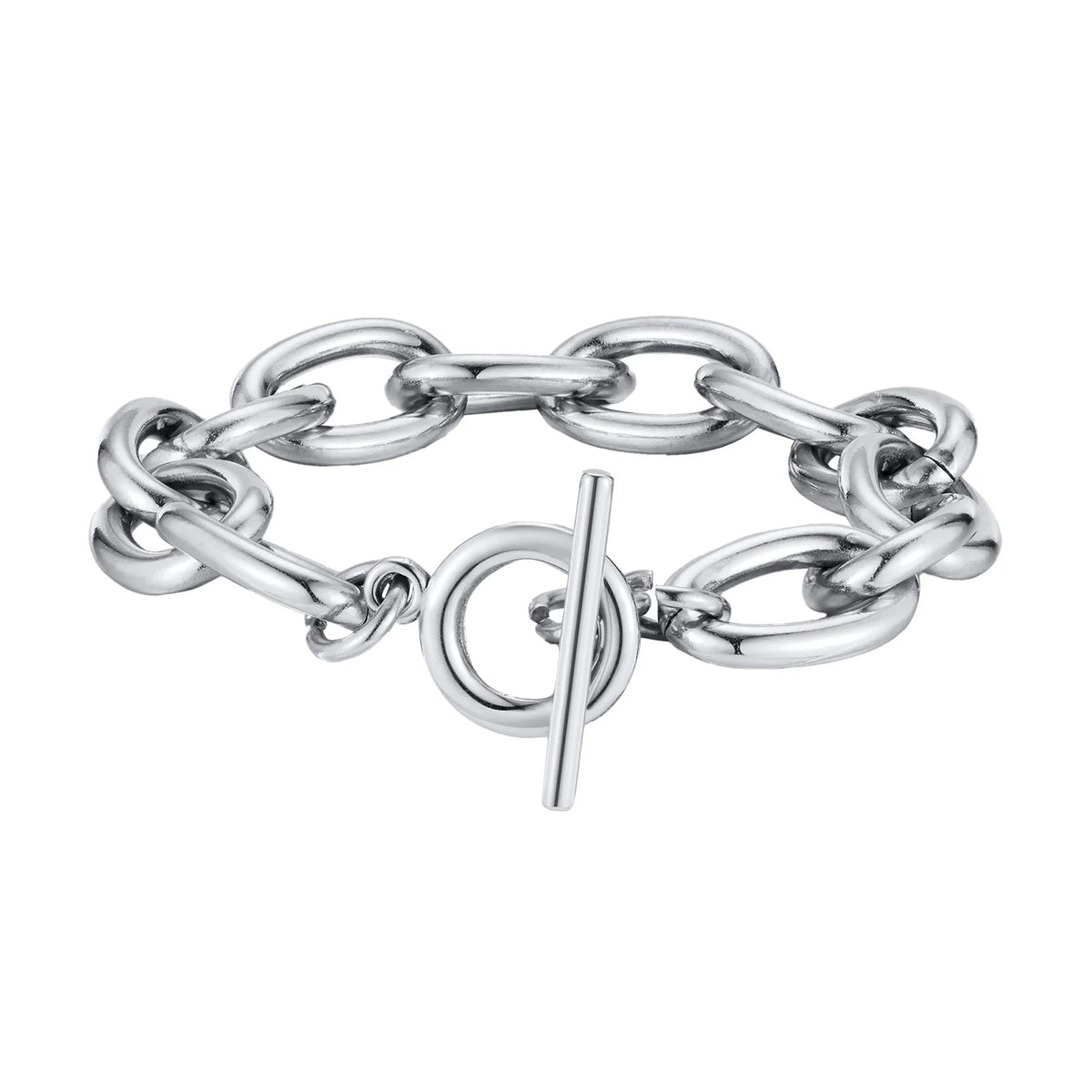 Chunky Bold Toggle Bracelets for Women, Stainless Steel OT Buckle Link Chain Bracelet Gold Plated Tarnish Free