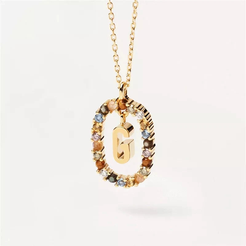 26 English Letters Pendant Necklace Zircon Fashion A - Z Initial M S C K Trendy Alphabet Long Chain For Women My Name Jewelry