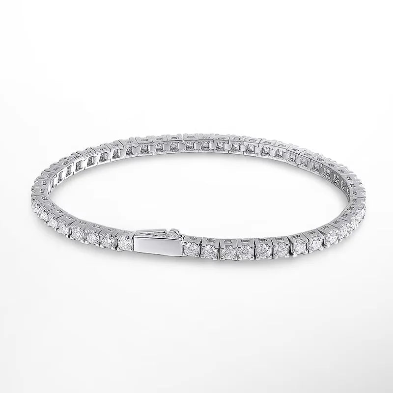 KNOBSPIN D VVS1 Moissanite Tennis Bracelet Original s925 Sterling Silver Plated 18k White Gold with GRA Bracelets for Women Man