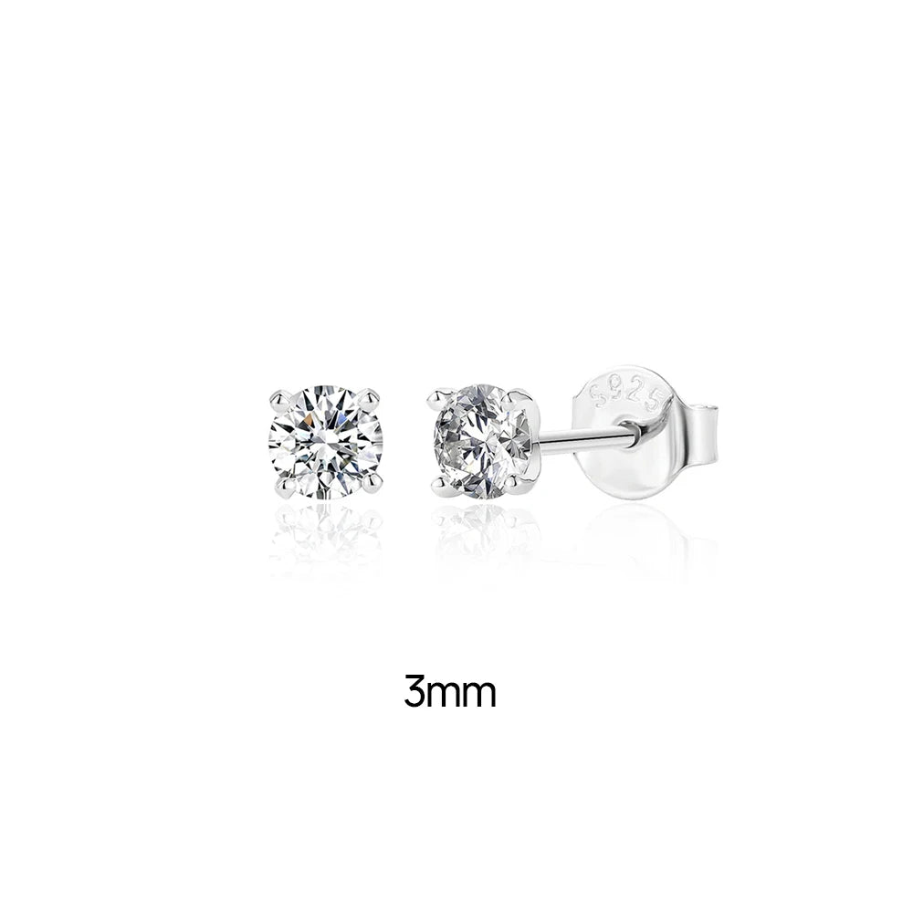 CANNER 0.5-1.2 Carat D Color Moissanite Ear Stud Earrings For Women 925 Sterling Silver Sparkling Piercing Earring Fine Jewelry
