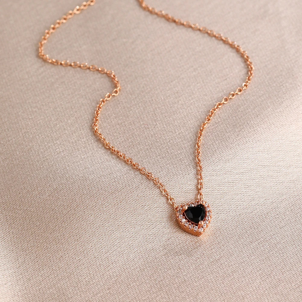 New Hot Selling 925 Silver,Pink,Red,Blue Heart-Shaped Necklace,Suitable for European Women's Exquisite High-Quality Jewelry Gift