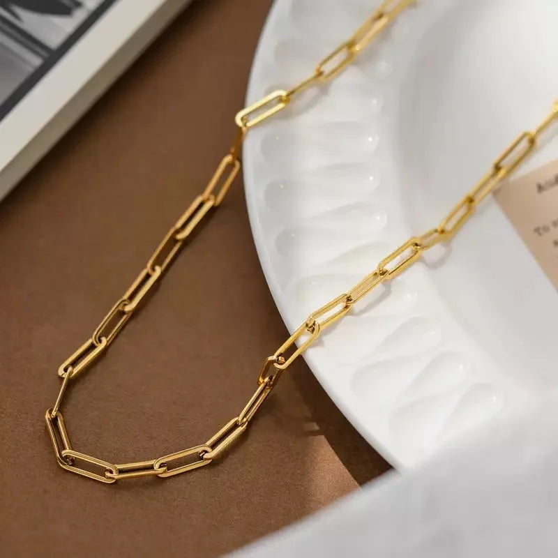 Andara Authentic 925 Sterling Silver Paper Clip Necklace With 18k Gold Plated Chain Necklace For Men And Women