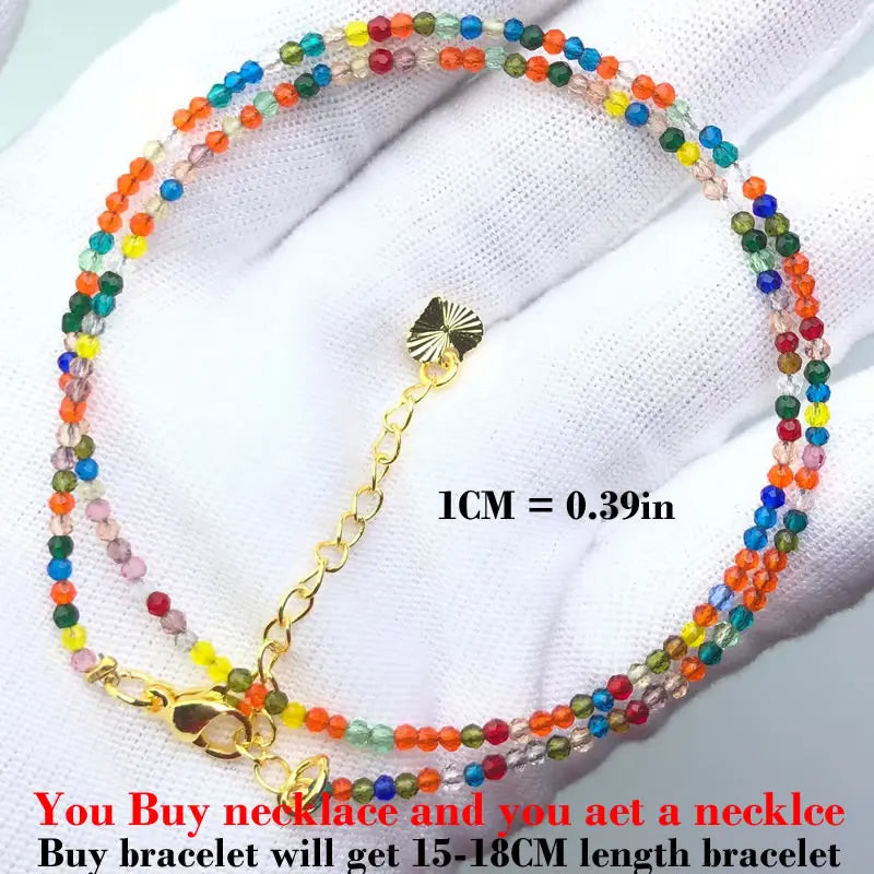 Simple Bohemian Natural Stone Cut the Shiny Beads Necklace Bracelet Set for Women Charms Fashion Female Party Gift Jewelry