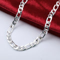 New Original 45-60CM Pretty 6MM Flat Chain 925 Sterling Silver Necklace for Men Women Fashion Jewelry Wedding Engagement Gift