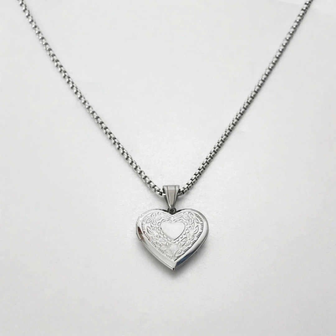 Romantic Heart Locket Pendants Female Gold Silver Color Stainless Steel Memorial Necklace For Women Jewelry Valentine Gift