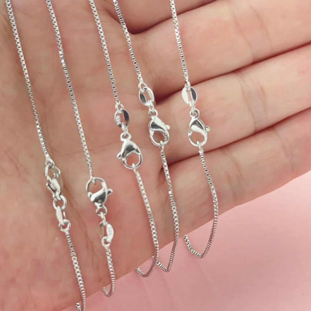 925 Sterling Silver Necklace Gold Plated, 1mm Box Foundation Chain Fine Jewelry Engagement Gift for Women