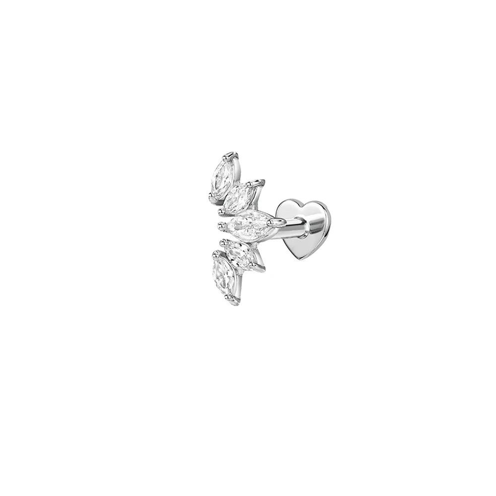 CANNER 1PC 925 Sterling Silver Crown Horse Eye Zircon Heart Flat Head Cartilage Piercing Stud Earring For Women Claasic Earring