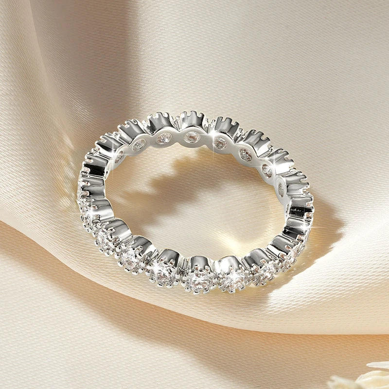 OXTAO Certified Moissanite Eternity Stackable Engagement Ring for Women Men 14K Gold Filled 2.5mm D VVS1 Wedding Band Ring Anniversary Jewelry Gift
