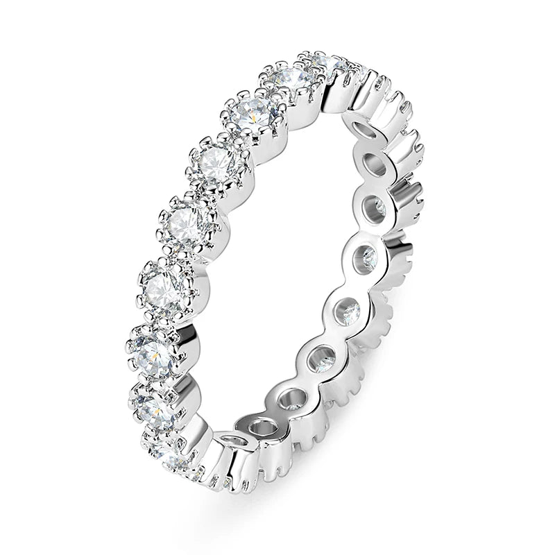 OXTAO Certified Moissanite Eternity Stackable Engagement Ring for Women Men 14K Gold Filled 2.5mm D VVS1 Wedding Band Ring Anniversary Jewelry Gift