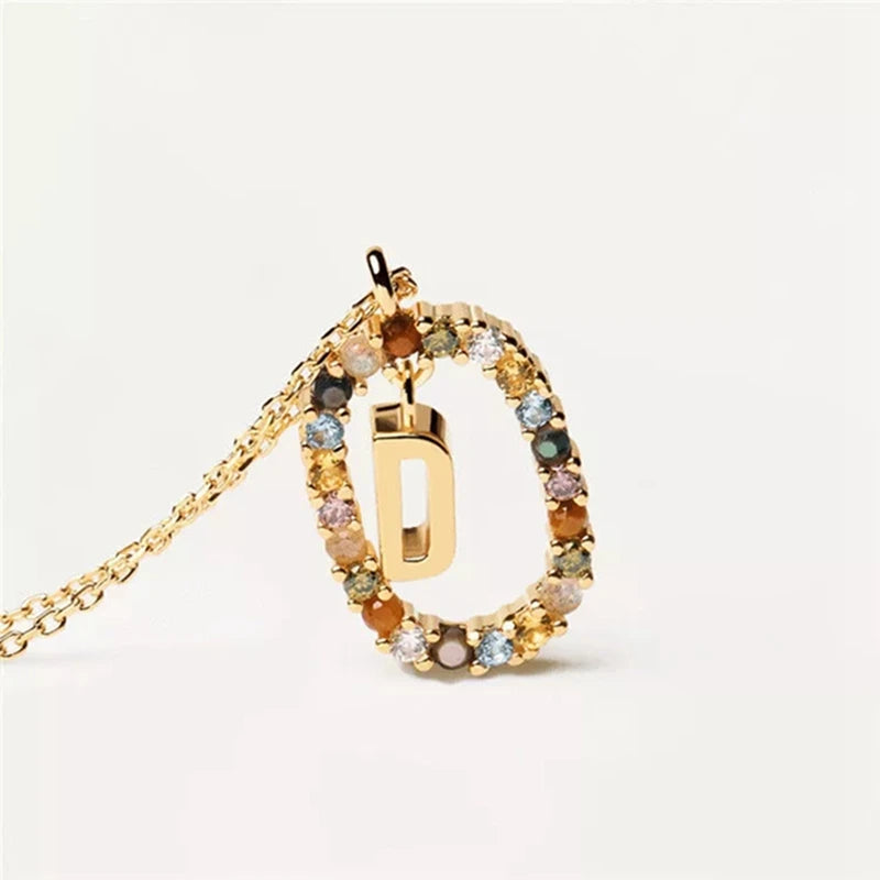 26 English Letters Pendant Necklace Zircon Fashion A - Z Initial M S C K Trendy Alphabet Long Chain For Women My Name Jewelry